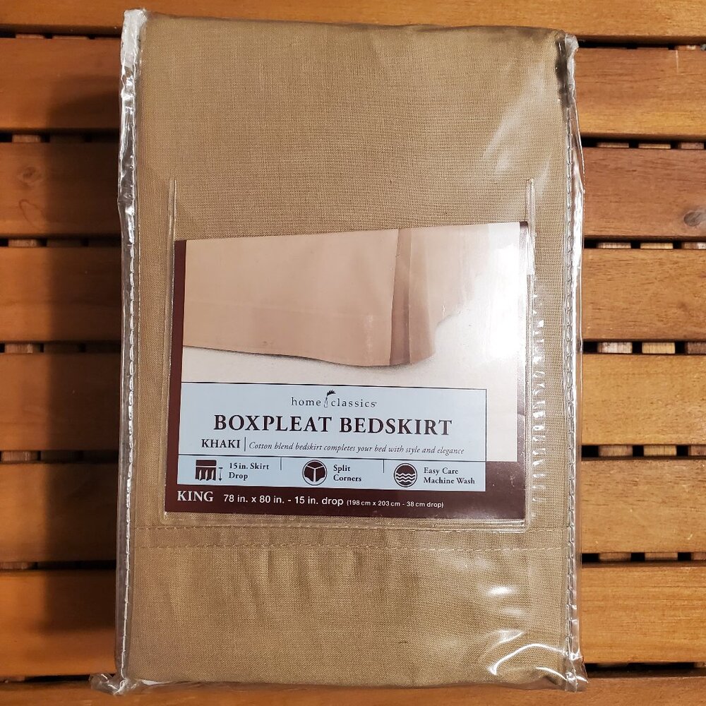 Home Classics Box Pleat King Bed Skirt Split Corners Incense Brown